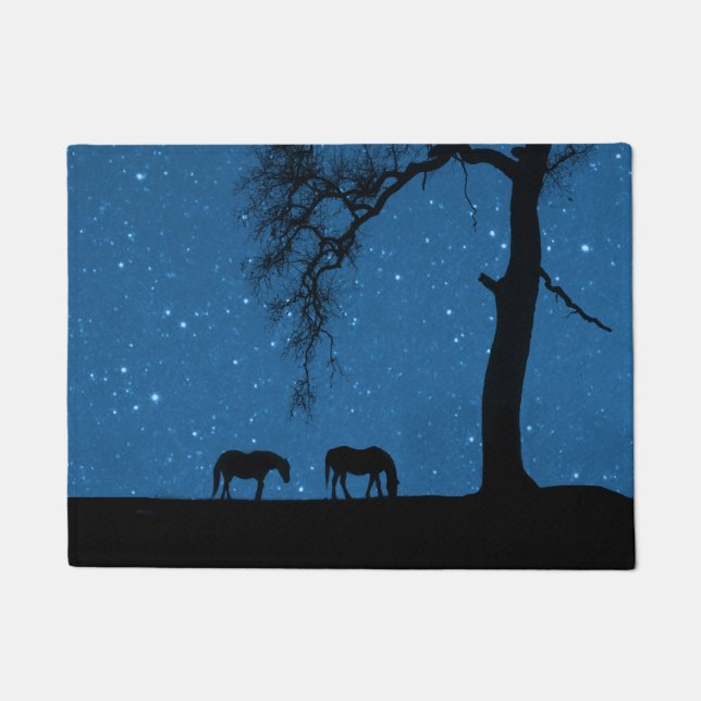 Niedliches Pferd und Starry Night Mat Fußmatte (Vorderseite)