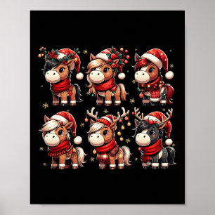 Niedliches Pferd Weihnachten Lichter Funny Xmas An Poster