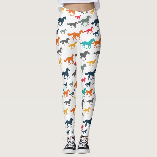 Niedliches Pferdemuster Leggings (Vorderseite)