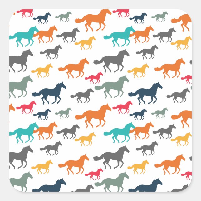 Niedliches Pferdemuster Quadratischer Aufkleber (Vorderseite)