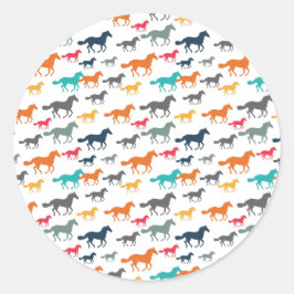 Niedliches Pferdemuster Runder Aufkleber