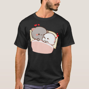 Niedliches Pfirsich und Goma werden Mochi Cat schl T-Shirt