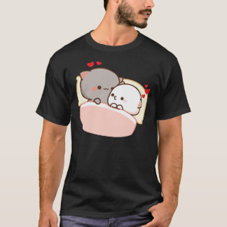 Niedliches Pfirsich und Goma werden Mochi Cat schl T-Shirt