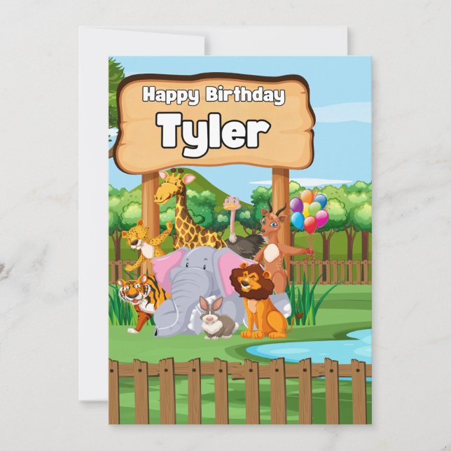 Niedliches Phantastisches Zoo-Tier-Party Einladung (Vorderseite)