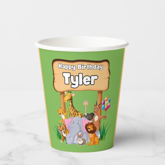 Niedliches Phantastisches Zoo-Tier-Party Pappbecher (Vorderseite)