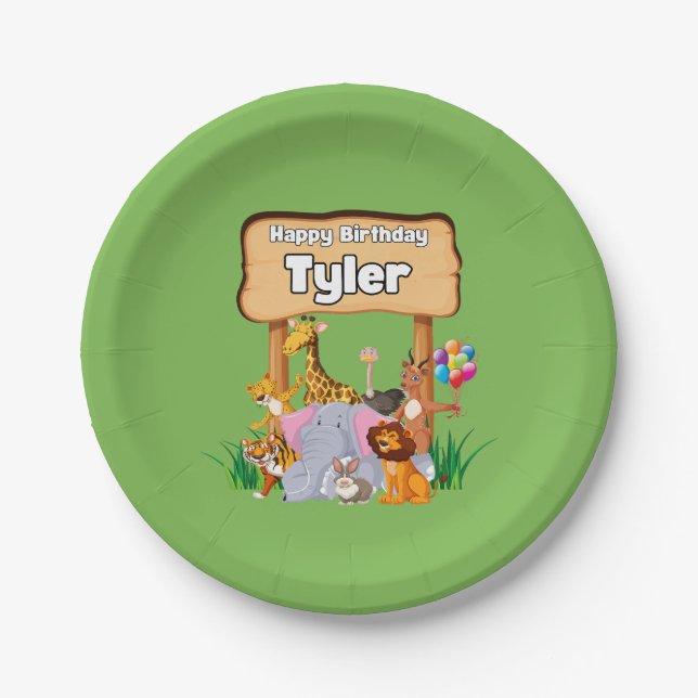 Niedliches Phantastisches Zoo-Tier-Party Pappteller (Vorderseite)