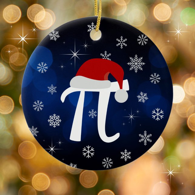 Niedliches Pi-Symbol mit Weihnachtsmannmütze Keramik Ornament (Don't forget the PI this Christmas!)