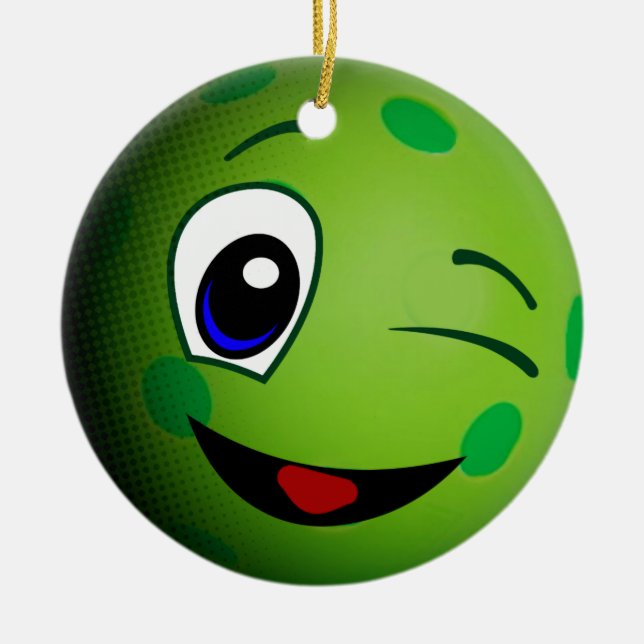 Niedliches Pickleball Emoticon Keramik Ornament (Vorne)