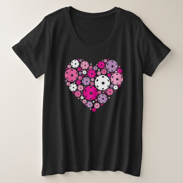 Niedliches Pickleball 💘 Valentins Große Größe T-Shirt (Design vorne)