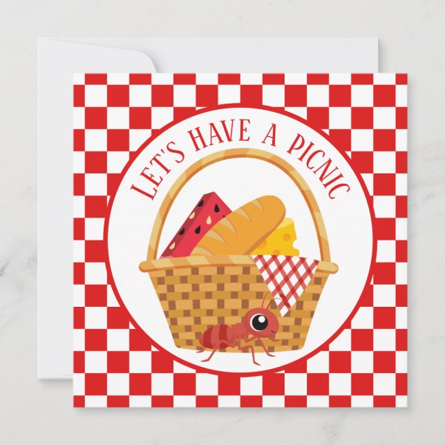 niedliches Picknick-Ameise-Party Einladung (Vorderseite)