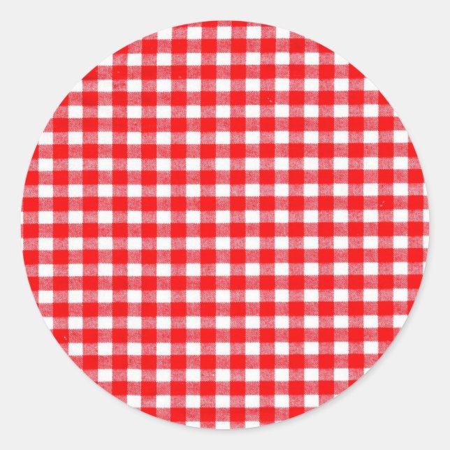 Niedliches Picknick mit Gingham Runder Aufkleber (Vorderseite)