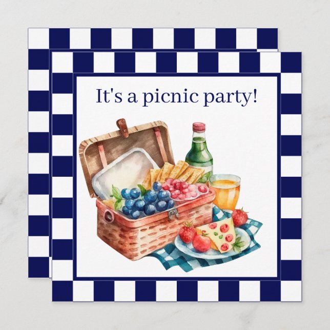 Niedliches Picknick-Party Einladung (Vorne/Hinten)