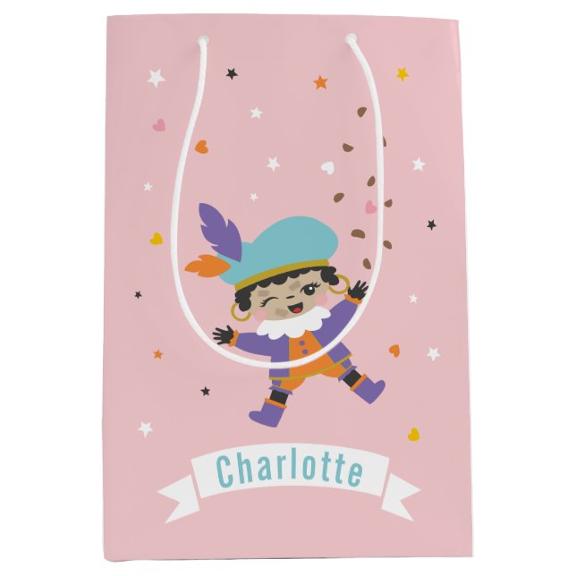 Niedliches Pietje mit Namen und Pfeffernoten Mittlere Geschenktüte (Vorderseite)