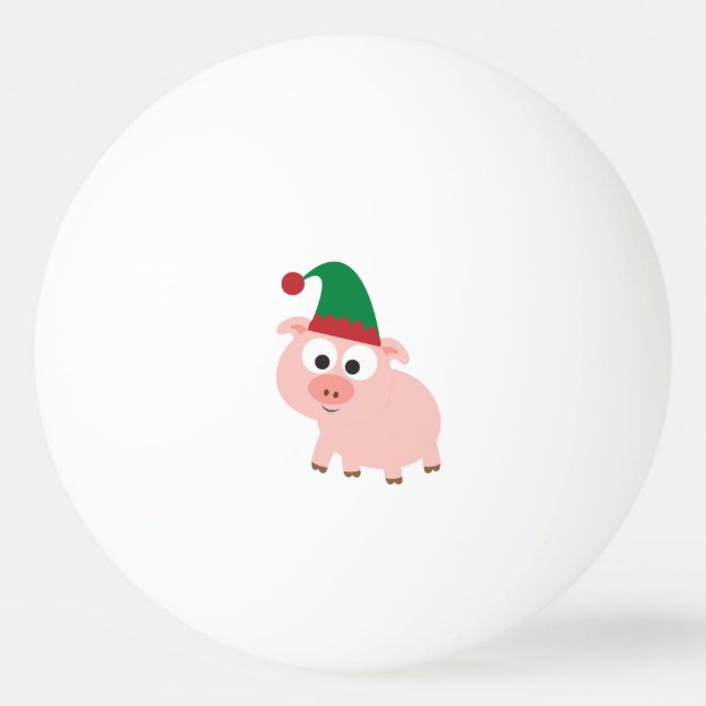 Niedliches Pig Christmas Elf Tischtennisball (Vorderseite)