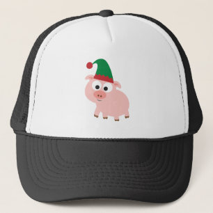 Niedliches Pig Christmas Elf Truckerkappe
