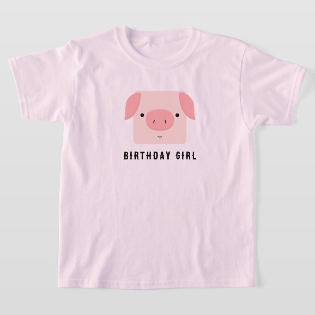 Niedliches Piggy Pink Birthday Girl T-Shirt (Ablage )