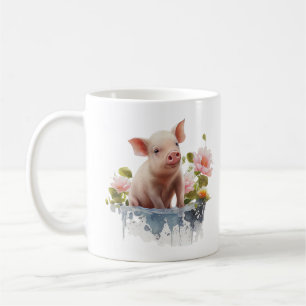 Niedliches Pigment mit Wasser und Blume Kaffeetasse