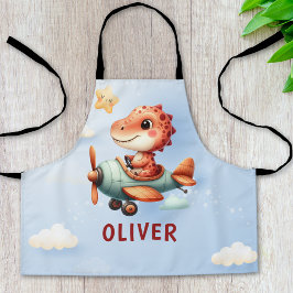 Niedliches Pilotenflugzeug mit Dinosaurier Schürze