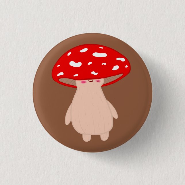 Niedliches Pilz Button (Vorderseite)