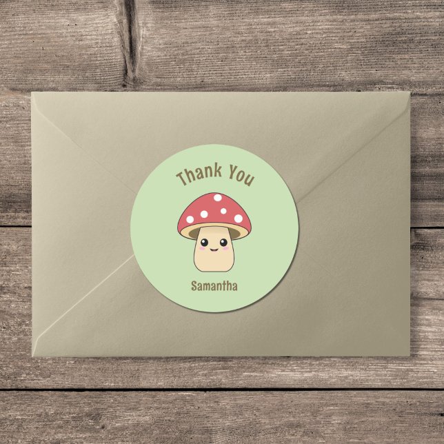 Niedliches Pilz Dankeschön Sticker (Cute Mushroom Thank You Sticker)
