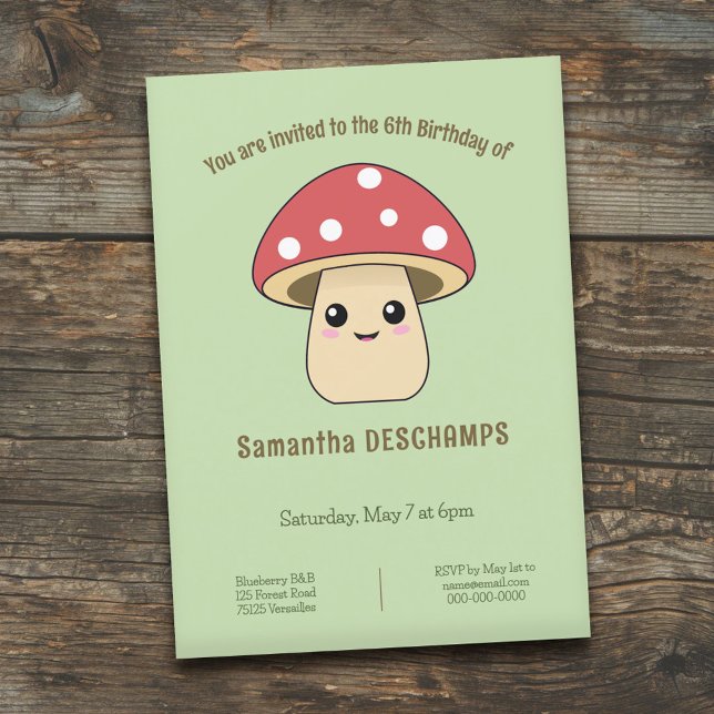 Niedliches Pilz-Geburtstagsempfang Einladung (Cute Mushroom Birthday Invitation)
