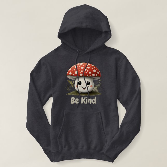 Niedliches Pilz mit einem großen Lächeln Sei nett  Hoodie (Design vorne)