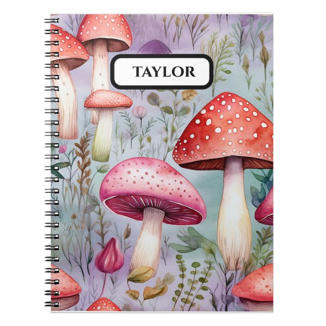 Niedliches Pilz Wasserfarbe Rustikaler Wald Notizblock (Vorderseite)