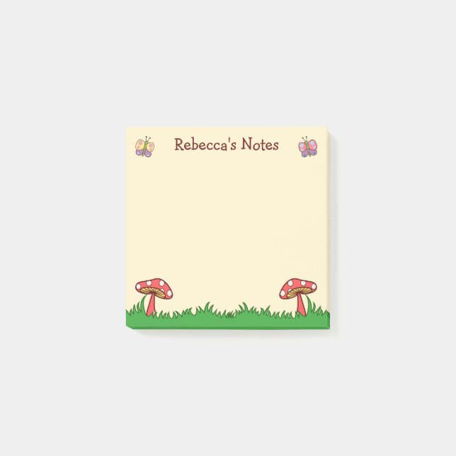 Niedliches Pilztod Personalisiert Post-it Klebezettel (Vorderseite)
