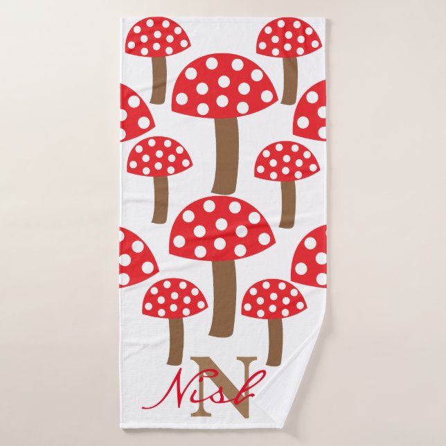 Niedliches Pilzüberzug-Monogramm Badehandtuch (Badehandtuch)