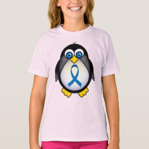 Niedliches Pinguin Blue Ribbon-Bewusstsein T-Shirt
