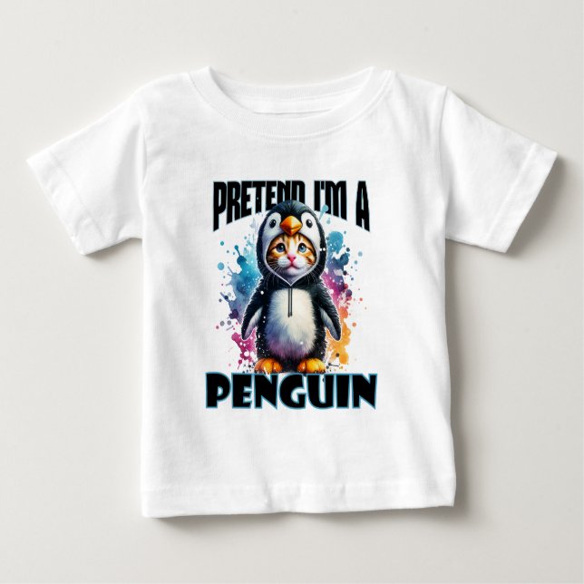Niedliches Pinguin Cat Design für spielerische Kre Baby T-shirt (Vorderseite)