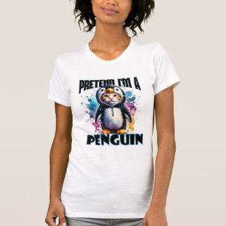 Niedliches Pinguin Cat Design für spielerische Kre T-Shirt