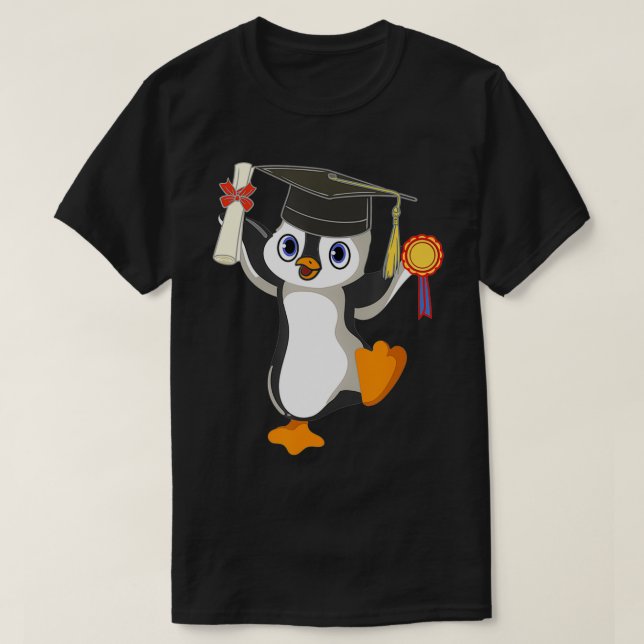 Niedliches Pinguin Dancing Graduation Cap Certific T-Shirt (Design vorne)