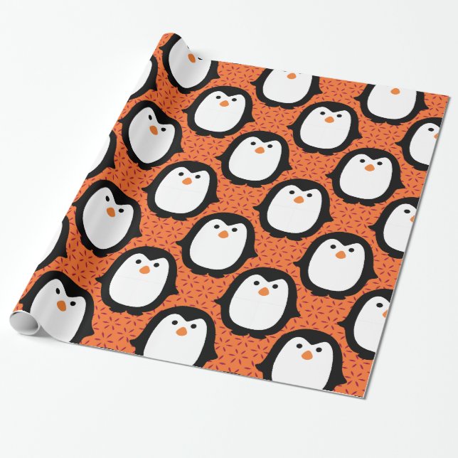 Niedliches Pinguin-Muster Geschenkpapier (Ungerollt)