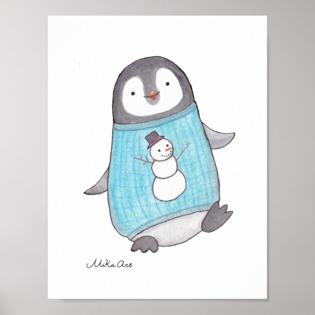 Niedliches Pinguin Poster Pinguin Happy Kinderzimm (Vorne)