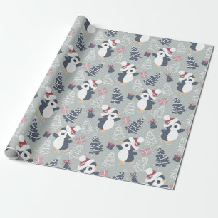 Niedliches Pinguin Weihnachtswrapping Paper Geschenkpapier