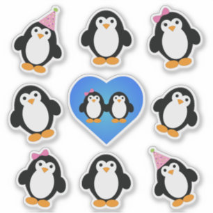 Niedliches Pinguine-Sticker-Set Aufkleber