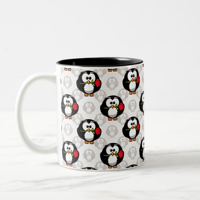 Niedliches Pinguinoberflächen-Muster drucken Zweifarbige Tasse (Links)