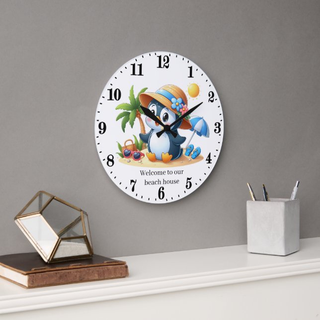Niedliches Pinguinstrassenhaus Große Wanduhr (Büro)