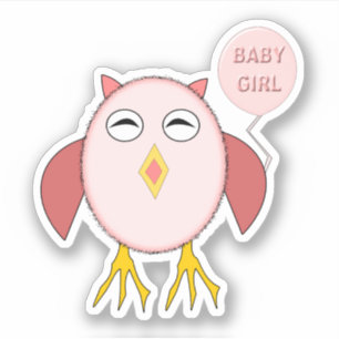 Niedliches Pink Baby Girl Owl geformt Aufkleber