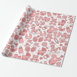 Niedliches Pink Baby Item Muster Geschenkpapier