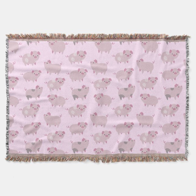 Niedliches Pink Baby Pantoletten Muster & Dots Decke (Vorderseite)