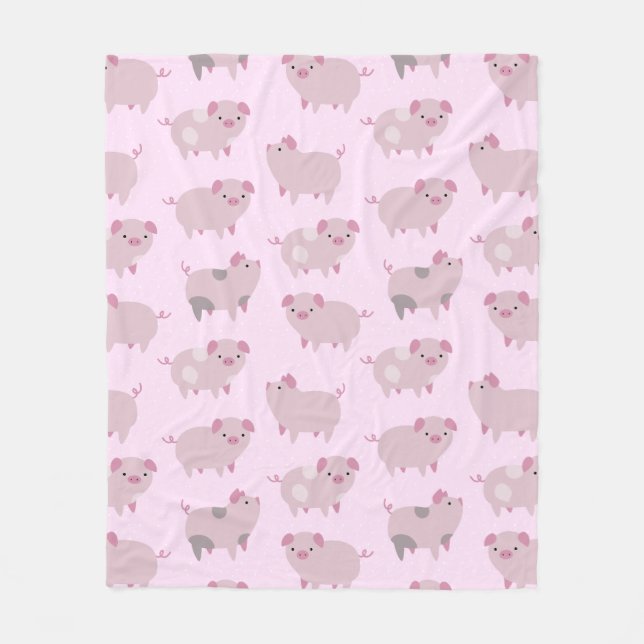 Niedliches Pink Baby Pantoletten Muster & Dots Fleecedecke (Vorderseite)