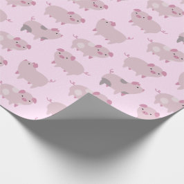 Niedliches Pink Baby Pantoletten Muster & Dots Geschenkpapier