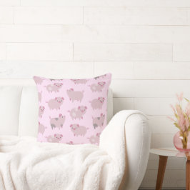 Niedliches Pink Baby Pantoletten Muster & Dots Kissen