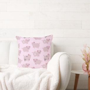 Niedliches Pink Baby Pantoletten Muster & Dots Kissen