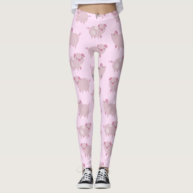 Niedliches Pink Baby Pantoletten Muster & Dots Leggings (Vorderseite)