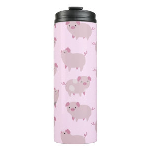 Niedliches Pink Baby Pantoletten Muster & Dots Thermosbecher