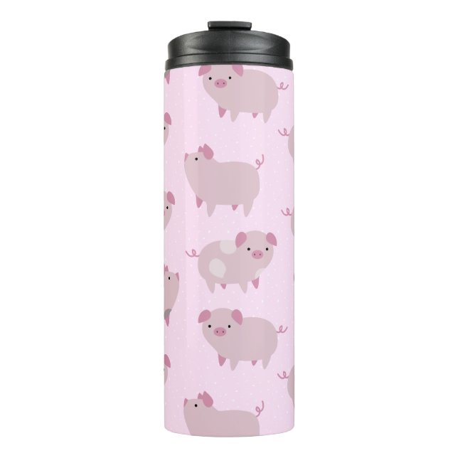 Niedliches Pink Baby Pantoletten Muster & Dots Thermosbecher (Vorderseite)