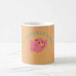 Niedliches Pink Bird Thema Girl Baby Dusche Kaffeetasse